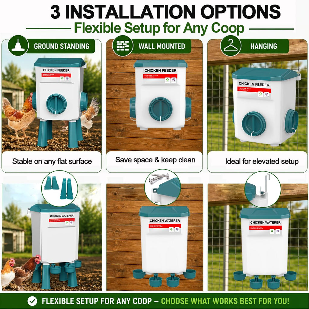 Automatic No Waste Poultry Feeder and Waterer Set C533