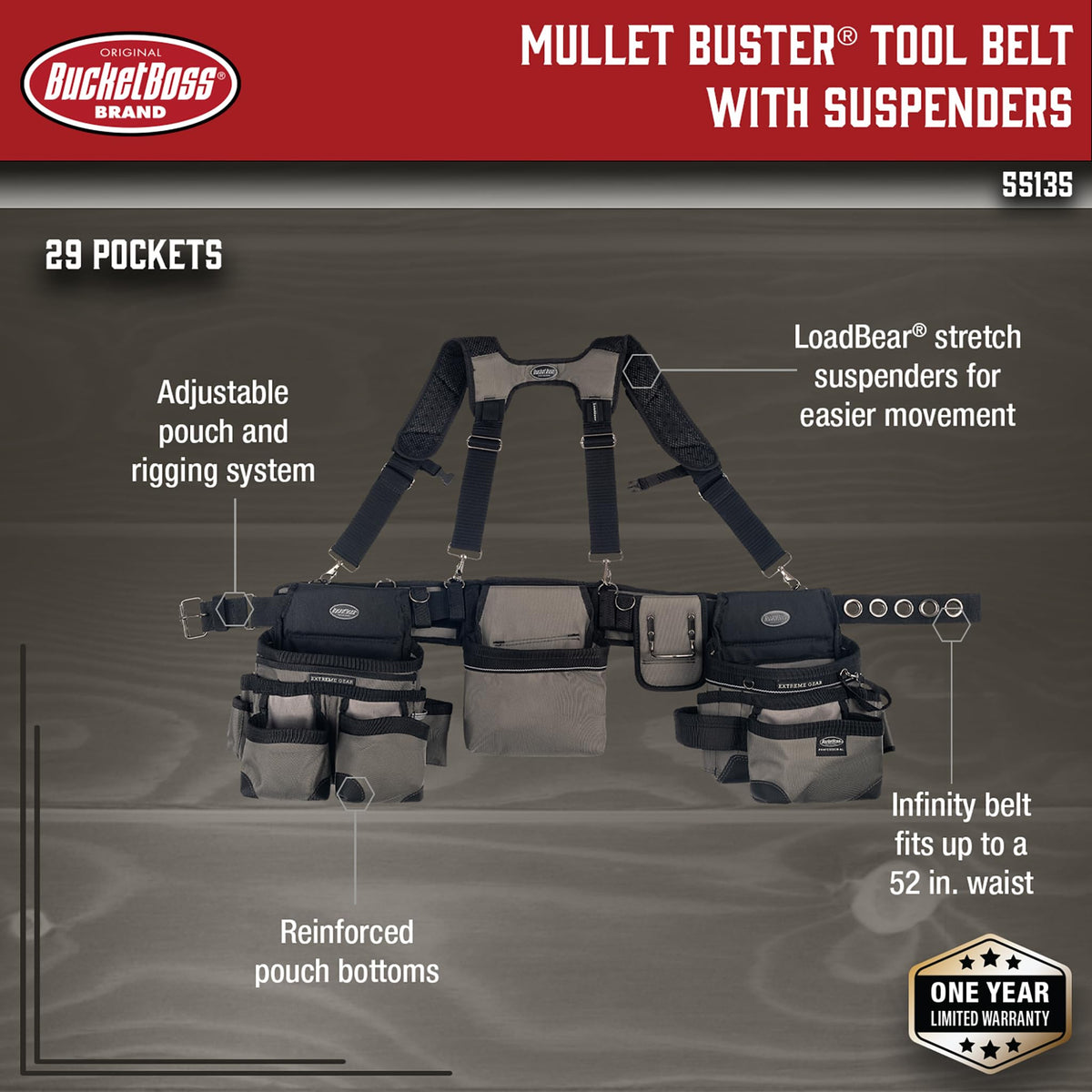 3 Bag Tool Belt with Suspenders J886