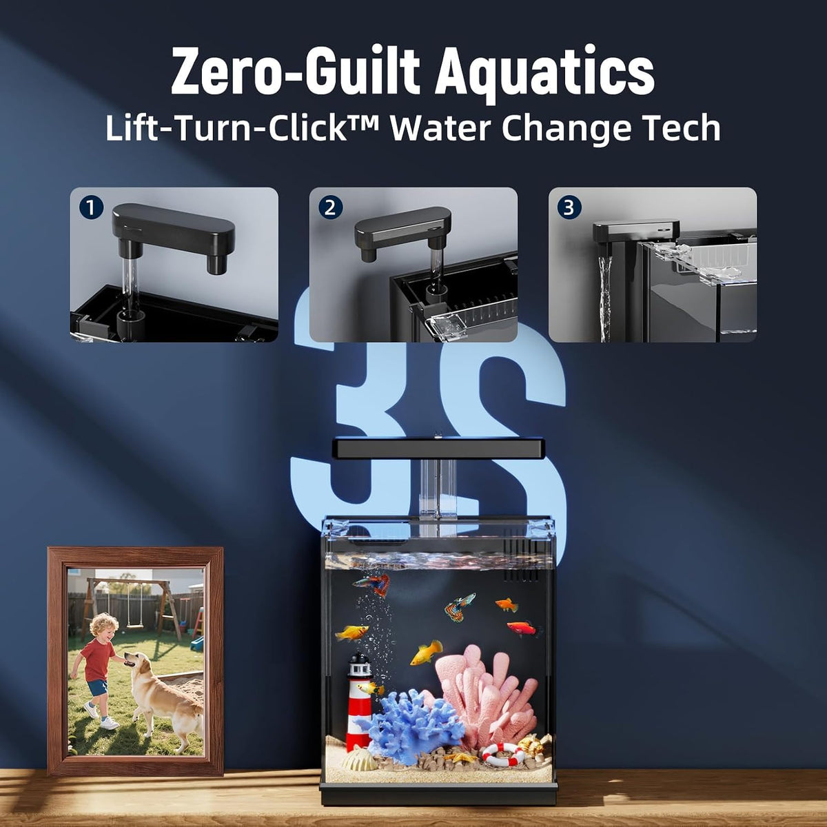 2 Gallon All-in-One Aquarium Kit with Filtration & LED Light L16320