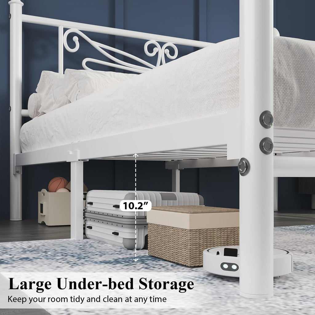 White Full Size Metal Platform Bed Frame M61873