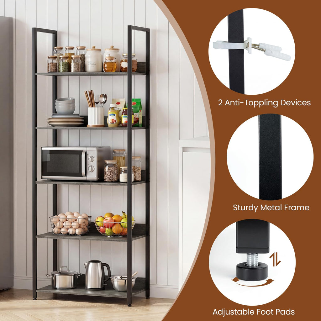 5-Tier Wooden Bookshelf Set of 2 J345241