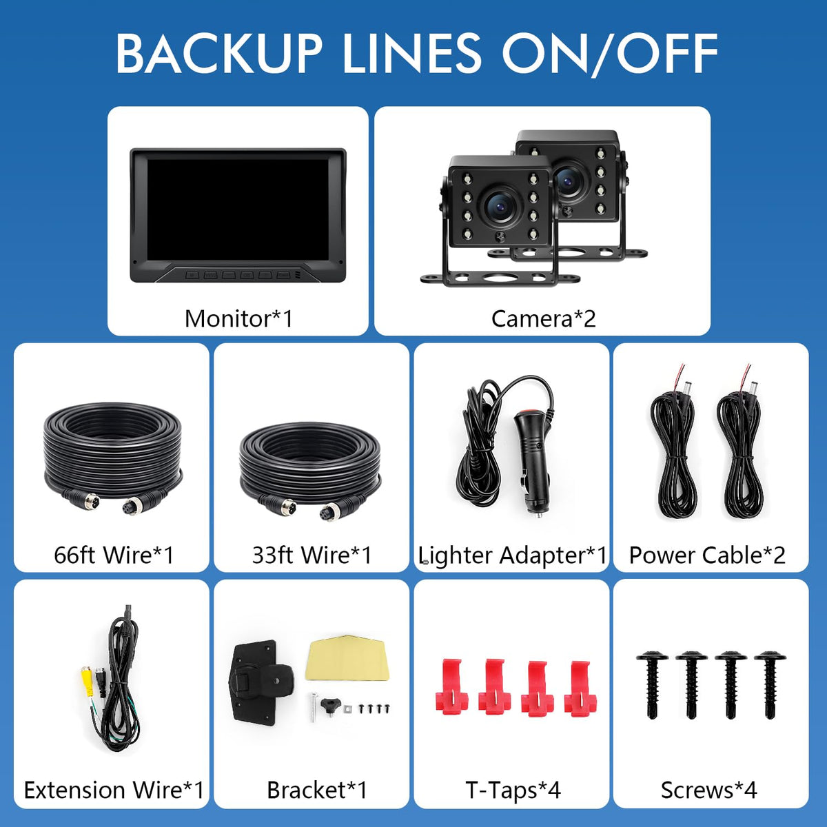 7'' Wired Dual RV Backup Camera System 1080P HD Q7444