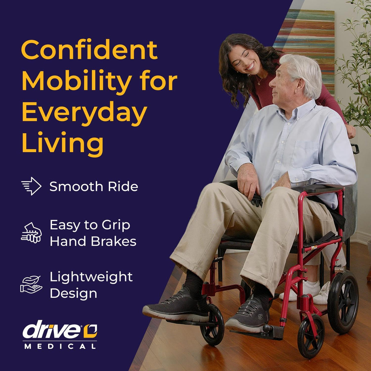 Red Transport Wheelchair with Hand Brakes U1052