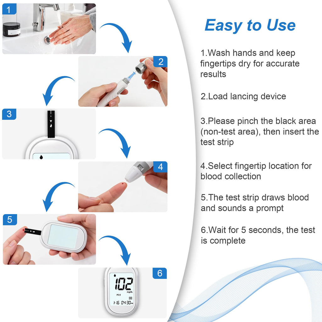 Glucose Monitor Kit with 100 Test Strips & Lancets F707