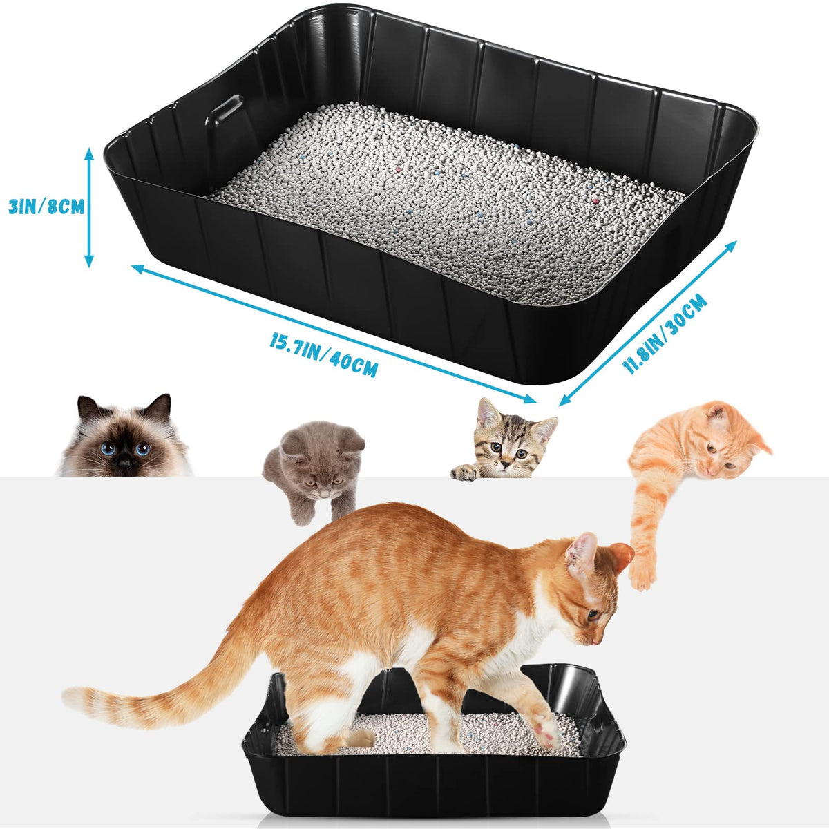 Black Disposable Litter Box for Cats F4027