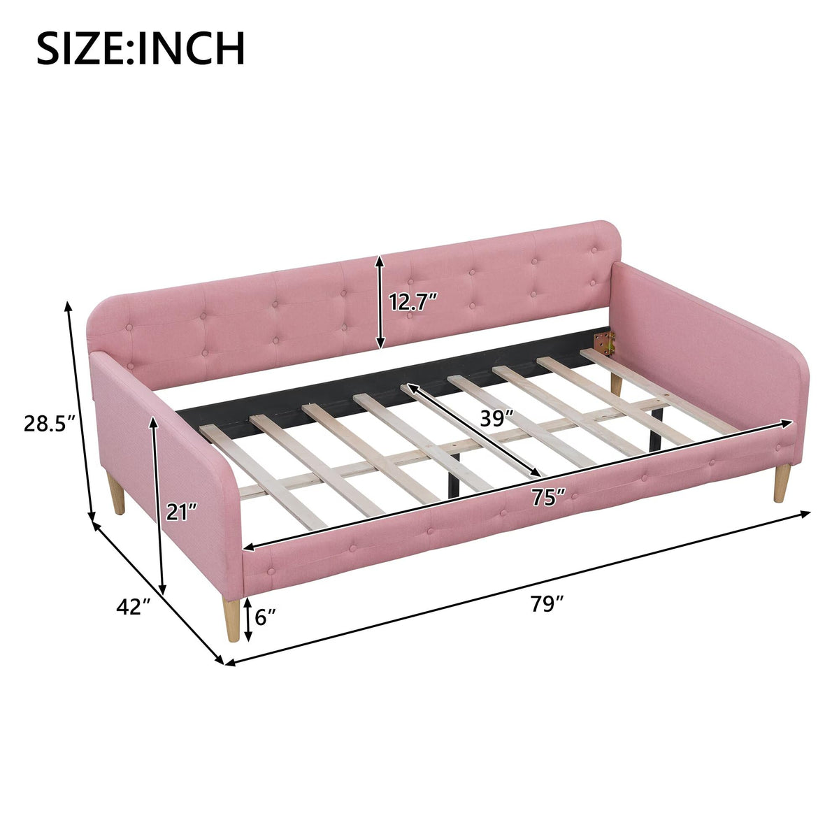 Pink Twin Size Upholstered Daybed B629807