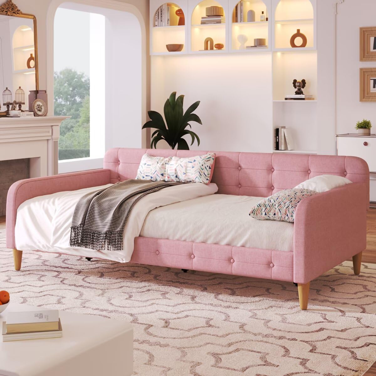 Pink Twin Size Upholstered Daybed B629807