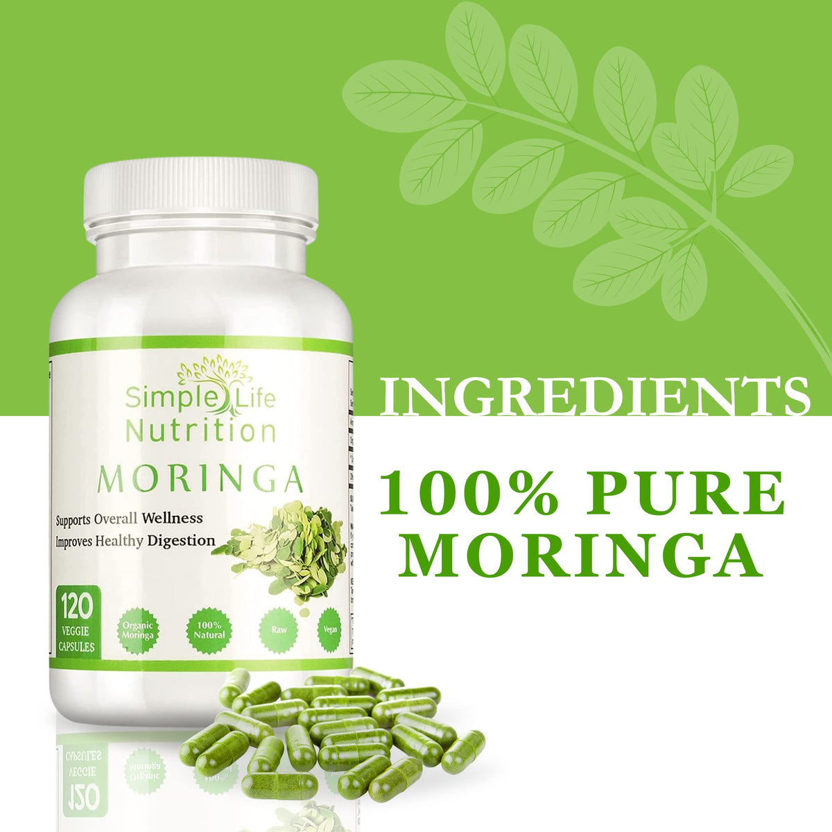 Organic Moringa Powder Capsules C8867