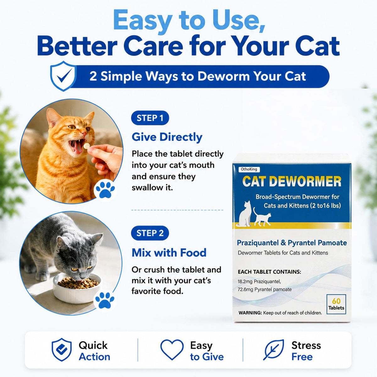 Cat Dewormer Tablet for Cats and Kittens Y4408