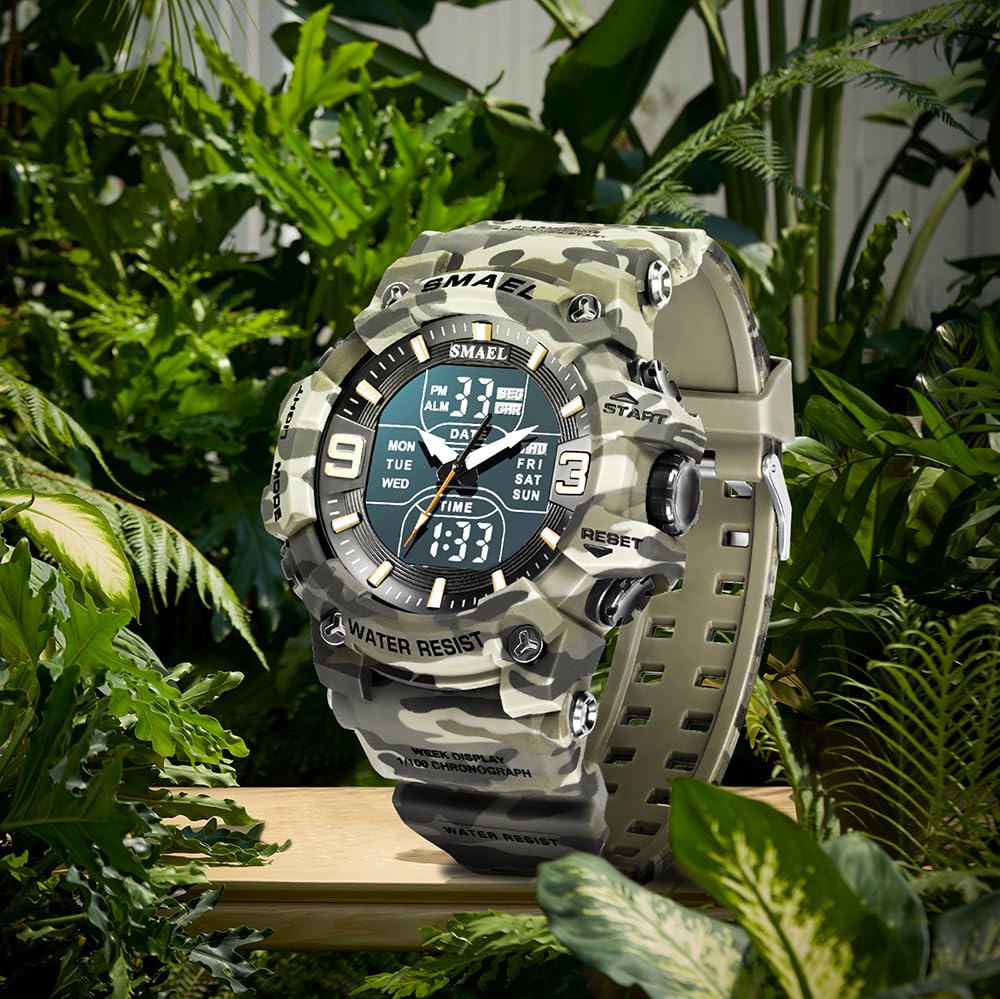 Men Tactical Analog Digital Sport Watch 50M LED Z54055