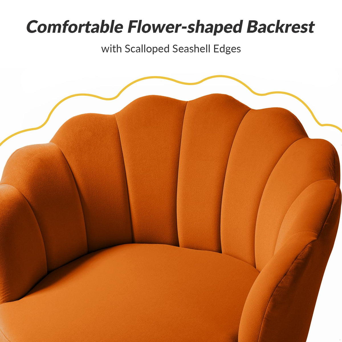 Orange Velvet Channel Tufted Accent Chair with Gold Legs Y244
