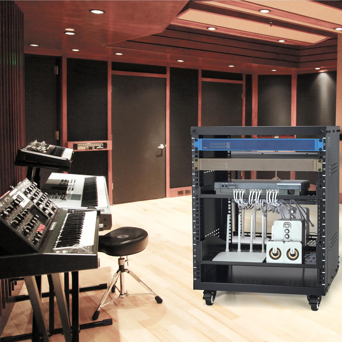 12U AV Rack Stand with Caster Wheels B557811