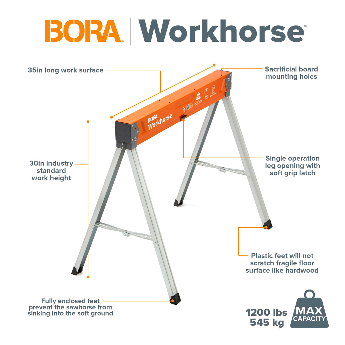 2 Pack Folding Heavy Duty Metal Sawhorse Q53897