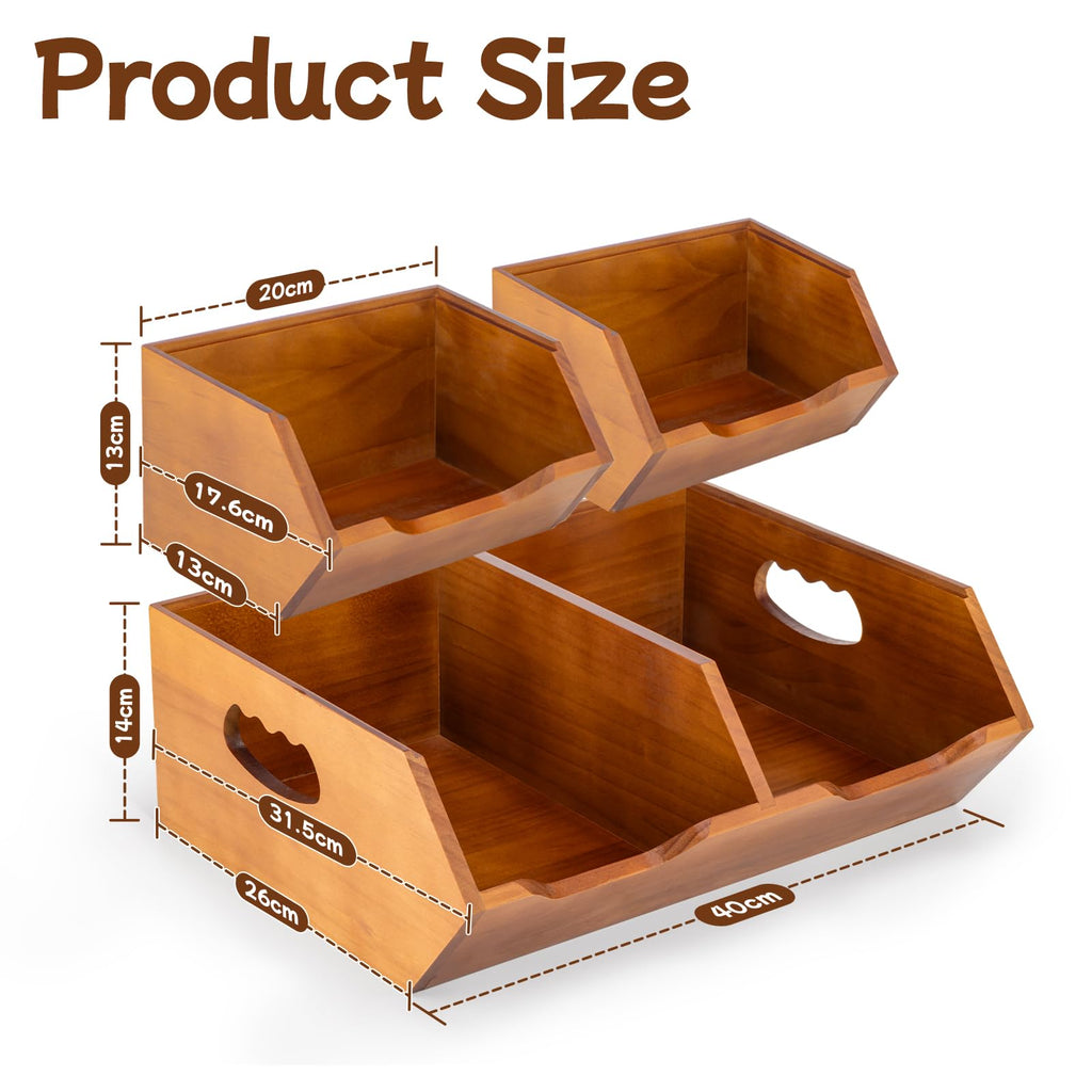 Wooden Stackable Pantry Storage Bins J282344