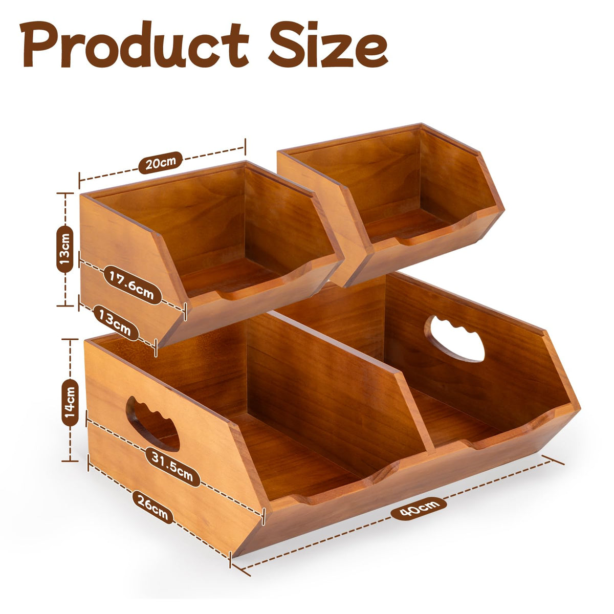 Wooden Stackable Pantry Storage Bins J282344