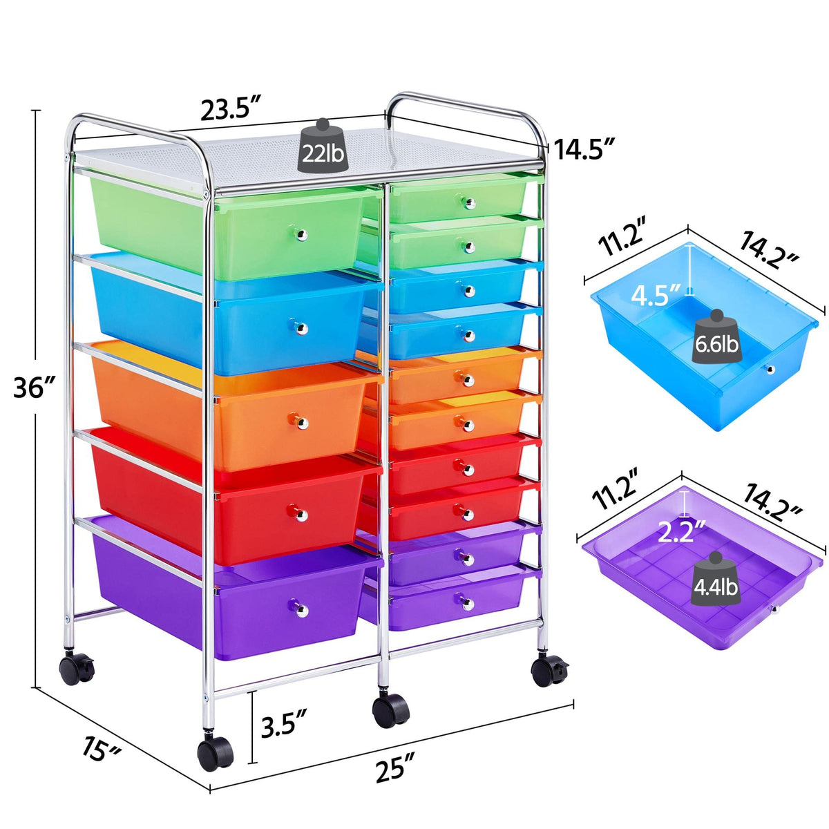 15 Drawer Rolling Storage Cart I99556