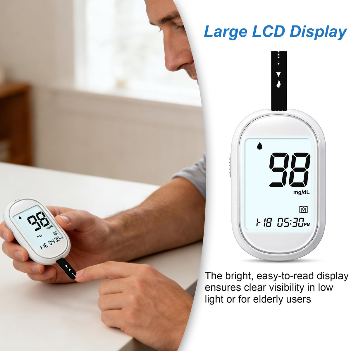Glucose Monitor Kit with 100 Test Strips & Lancets F707