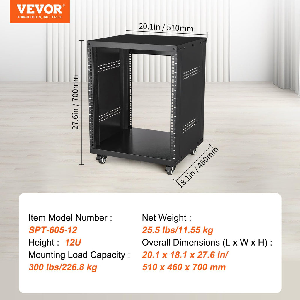 12U AV Rack Stand with Caster Wheels B557811
