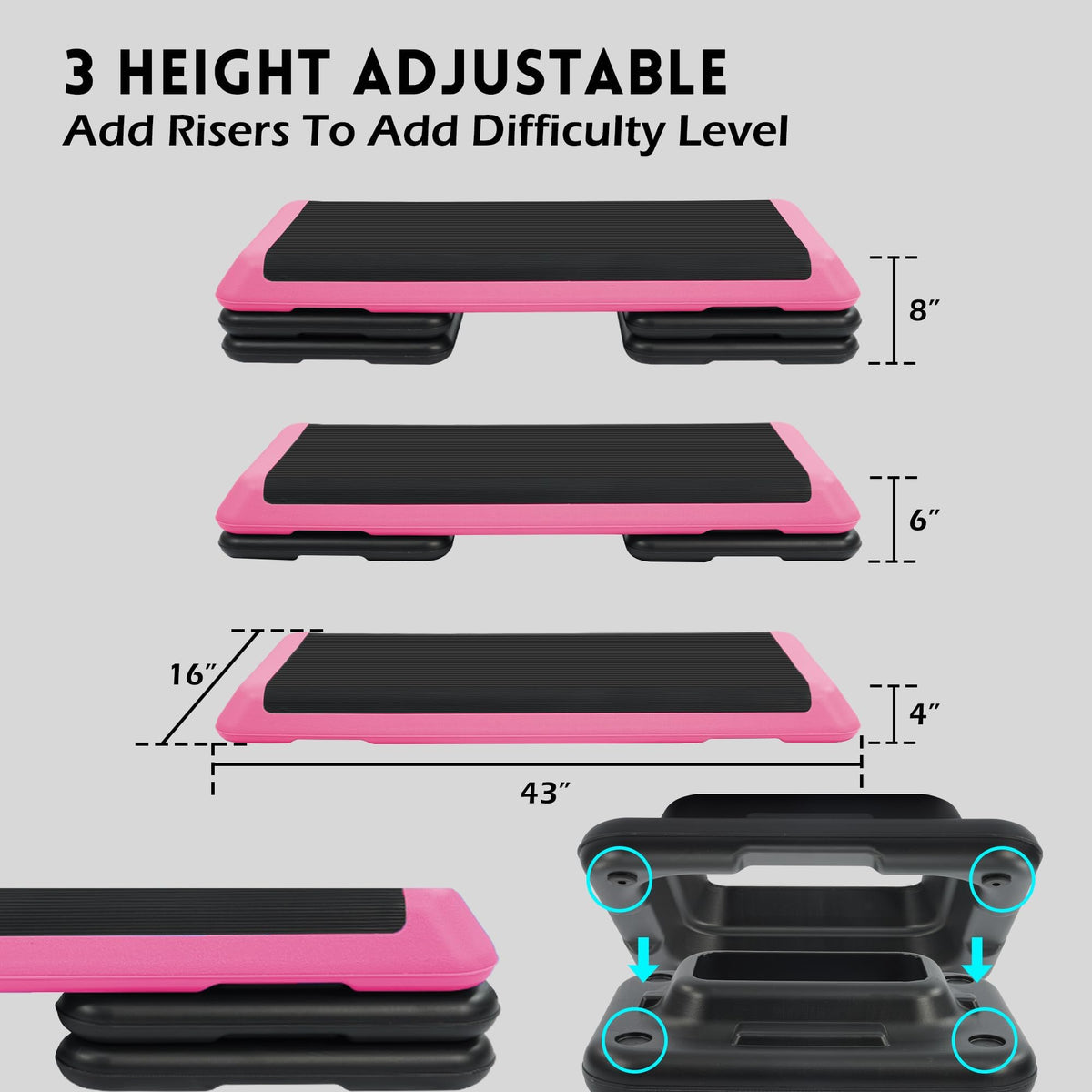 Adjustable Step Aerobic Platform with Risers O31362