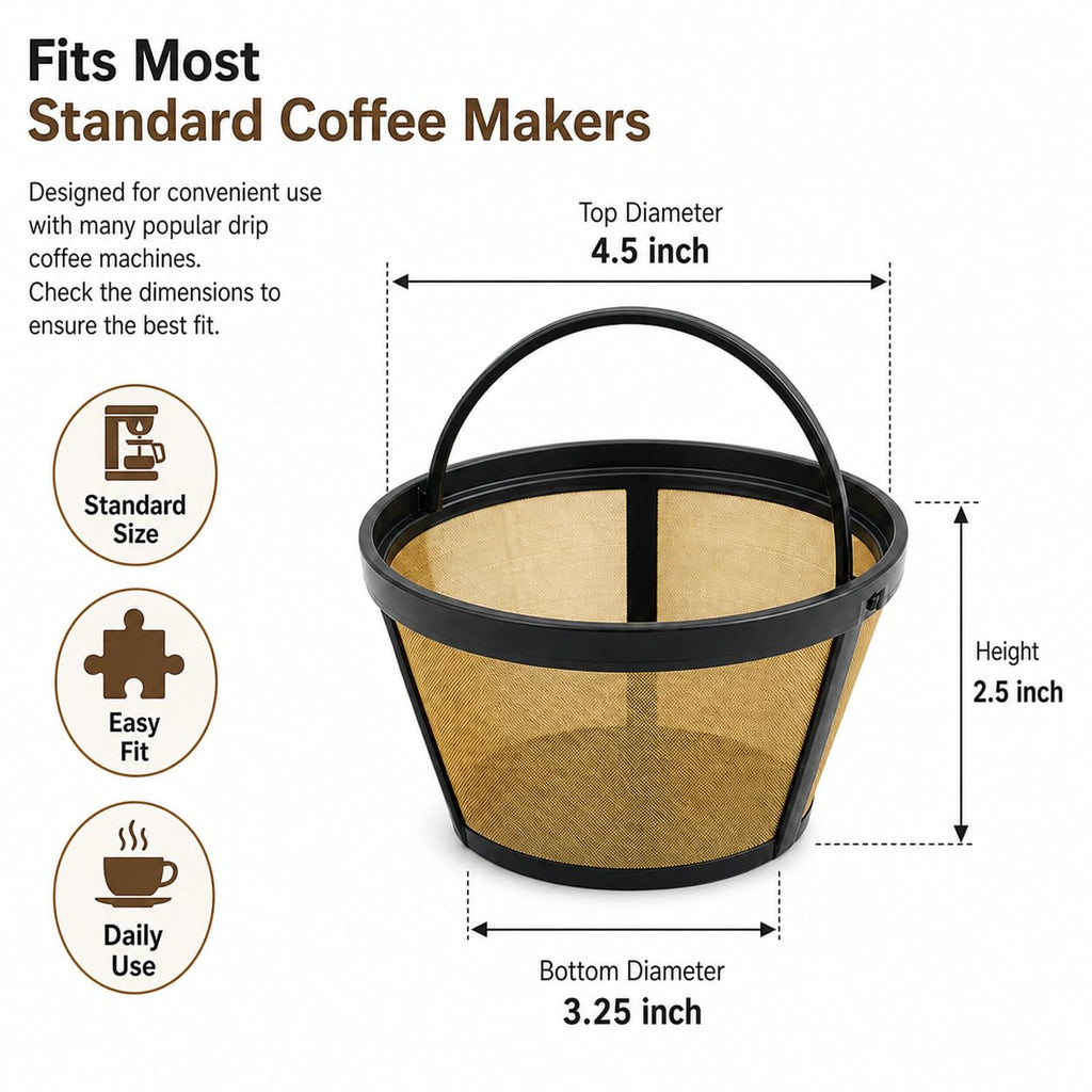 Reusable Coffee Filter for 8-12 Cup Basket Coffee Machines I330