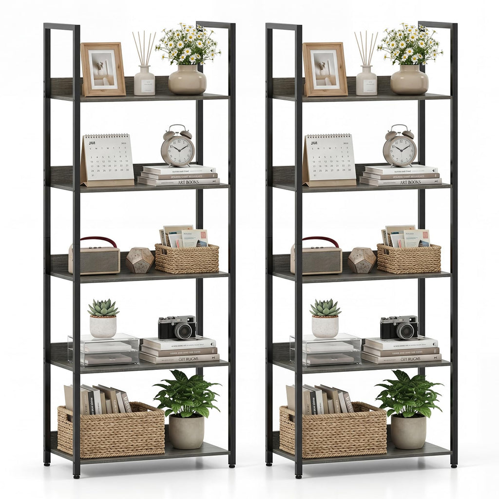 5-Tier Wooden Bookshelf Set of 2 J345241