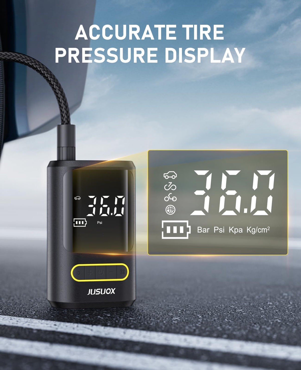 Tire Inflator Portable Air Compressor 150PSI Cordless Auto Off B9872