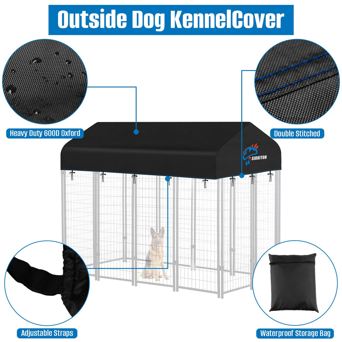 8x4FT Heavy Duty 600D Oxford Dog Kennel Replacement Cover E272088