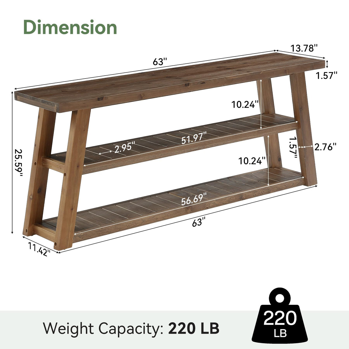 63" Solid Wood TV Stand R87105