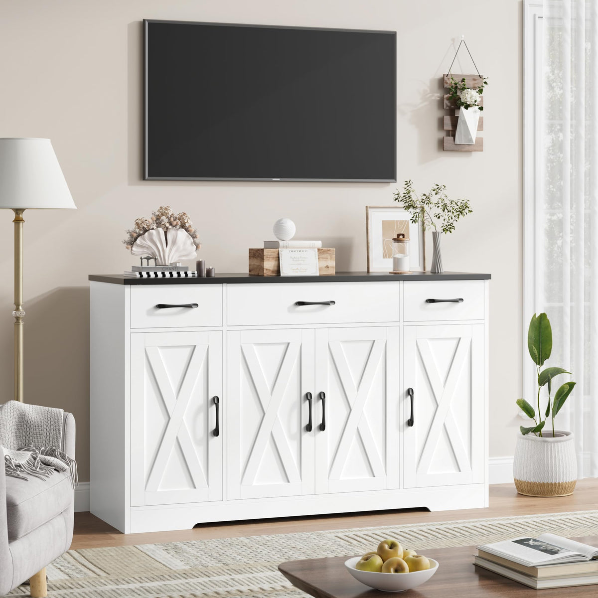 White Kitchen Buffet Sideboard Storage Cabinet C407570