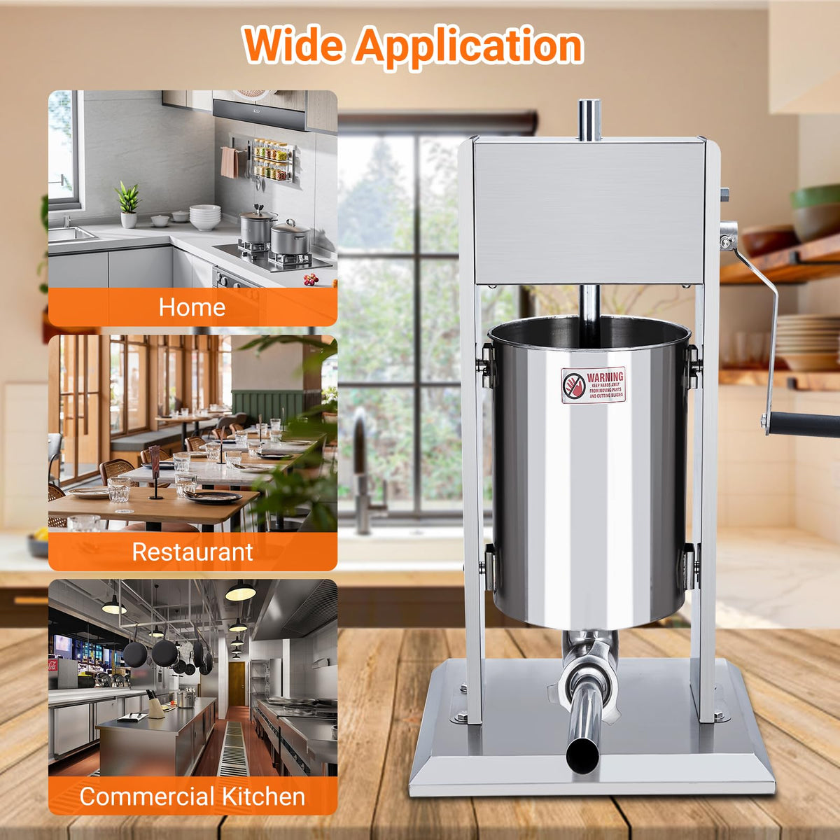 Manual 5L Stainless Steel Sausage Stuffer with 5 Stuffing Tubes L500