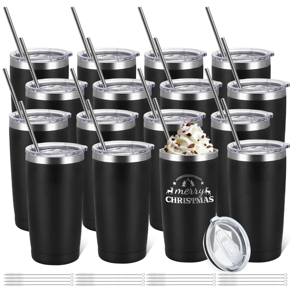 16 Pack Stainless Steel Insulated Tumbler 20oz Black H7371