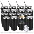 16 Pack Stainless Steel Insulated Tumbler 20oz Black H7371