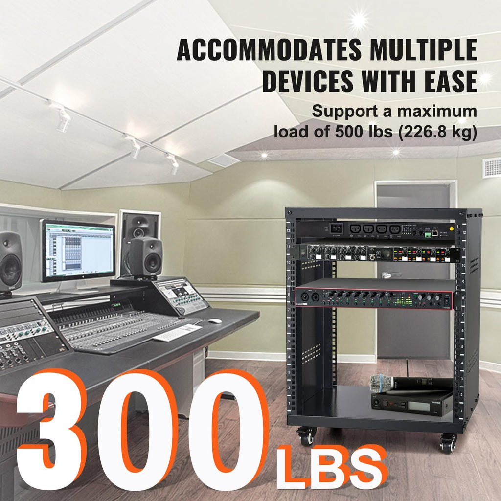 12U AV Rack Stand with Caster Wheels B557811