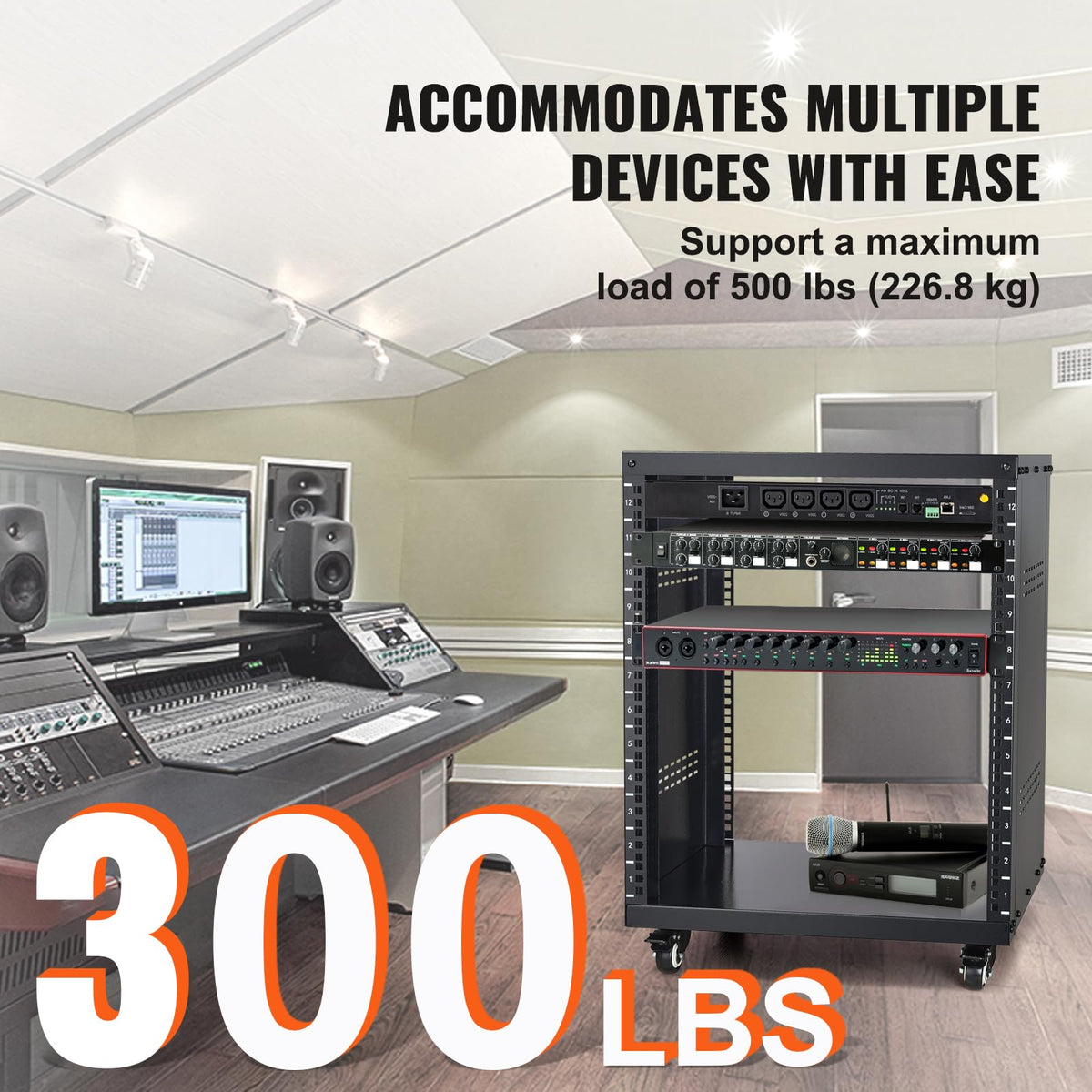 12U AV Rack Stand with Caster Wheels B557811