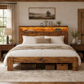 King Size Wooden Bed Frame with Storage Headboard S6072
