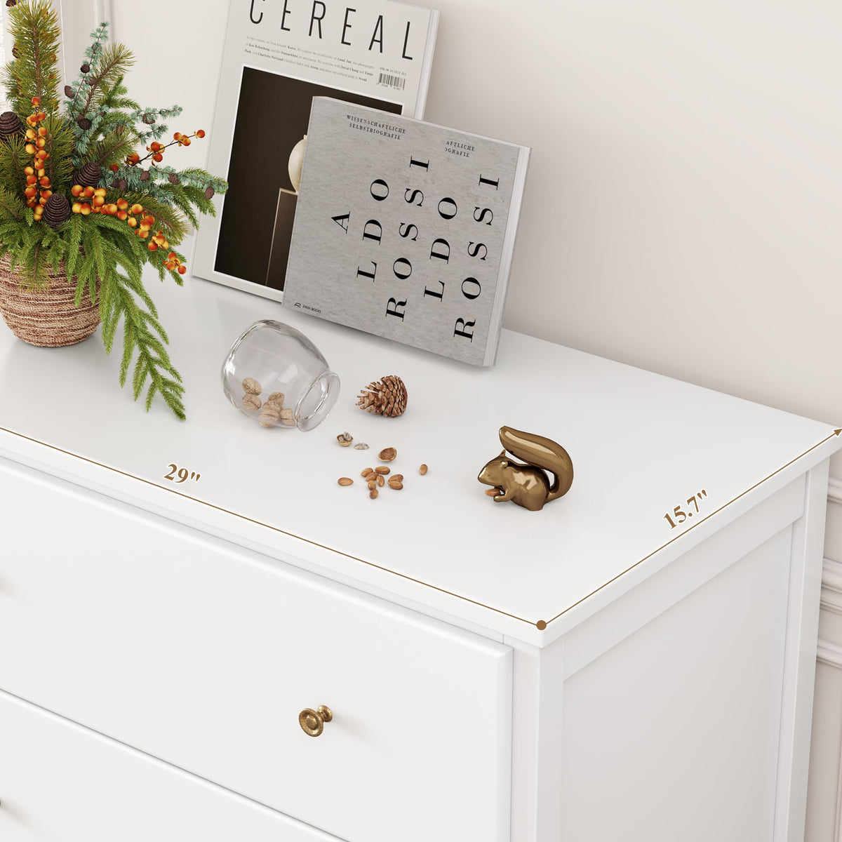 White 4 Drawer Wood Dresser W8549