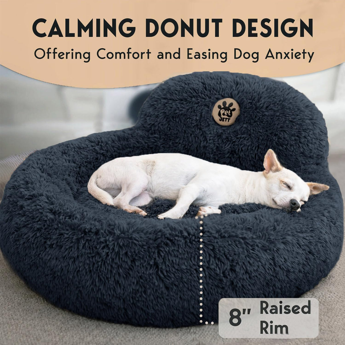 Medium Size Washable Anti-Slip Fluffy Plush Round Dog Bed B272