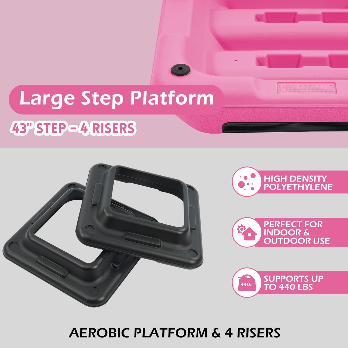 Adjustable Step Aerobic Platform with Risers O31362
