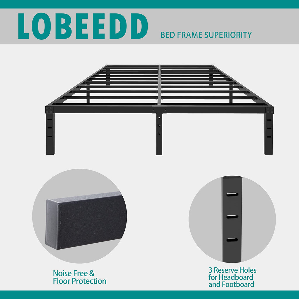 18 Inch Queen Metal Platform Bed Frame Heavy Duty Black N15131