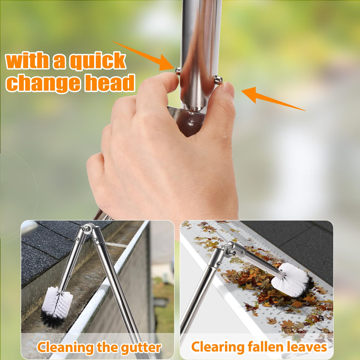 6.4FT Gutter Cleaning Tools with Extension Pole & Brush A652