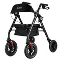 Lightweight Folding Rollator Walker with Seat, 10" All-Terrain Wheels, Black G3044