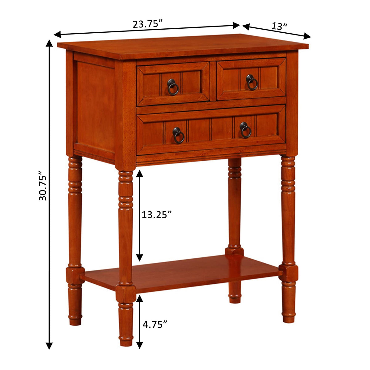 Cherry Hall Table with 3 Storage Drawers and Shelf U370298