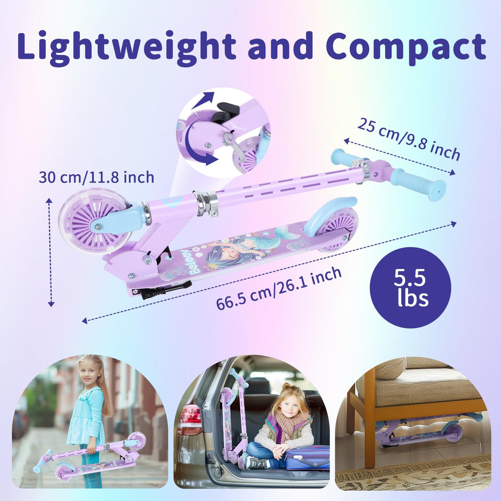 2 Wheel Folding Lightweight Kick Scooter with Light-Up Wheels O300