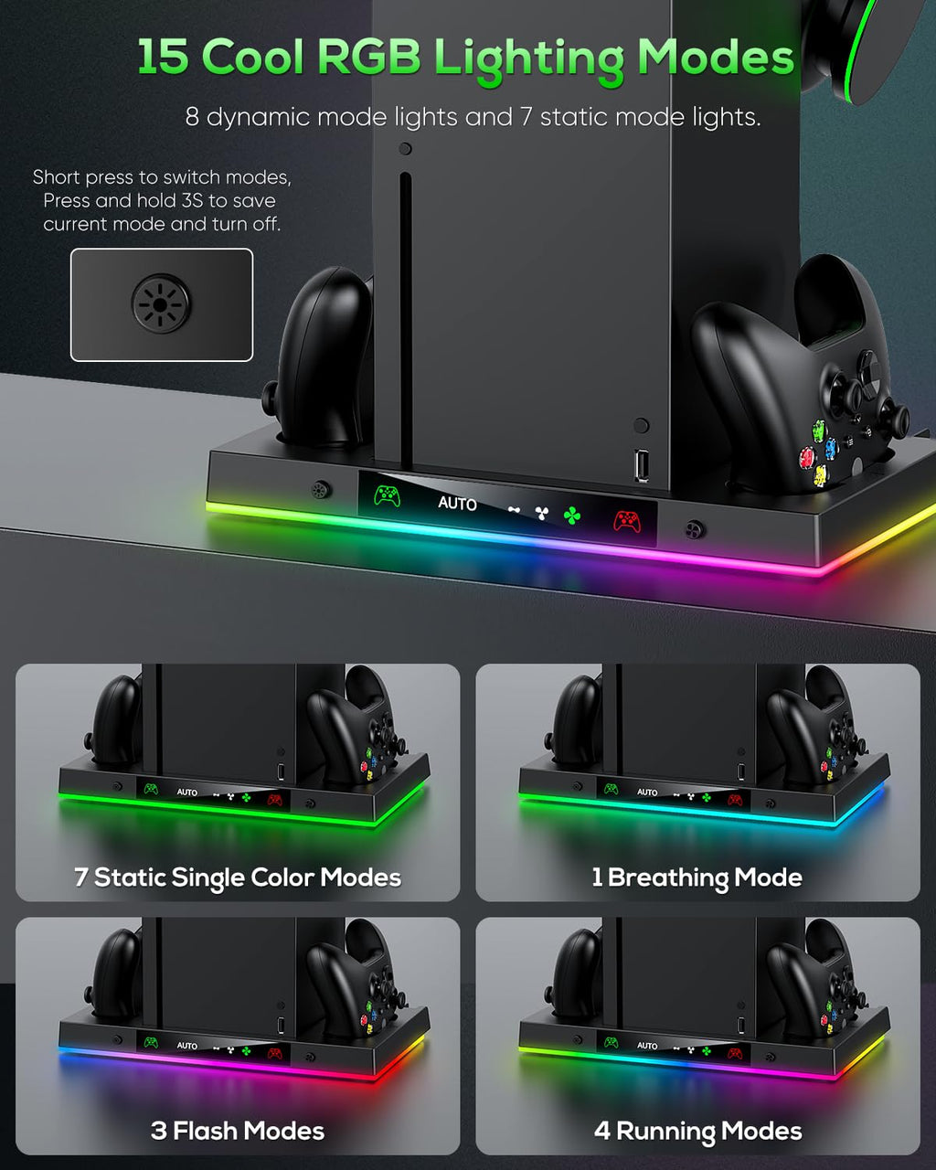 Black Cooling Fan Charge Stand for Xbox Series X Console K3177