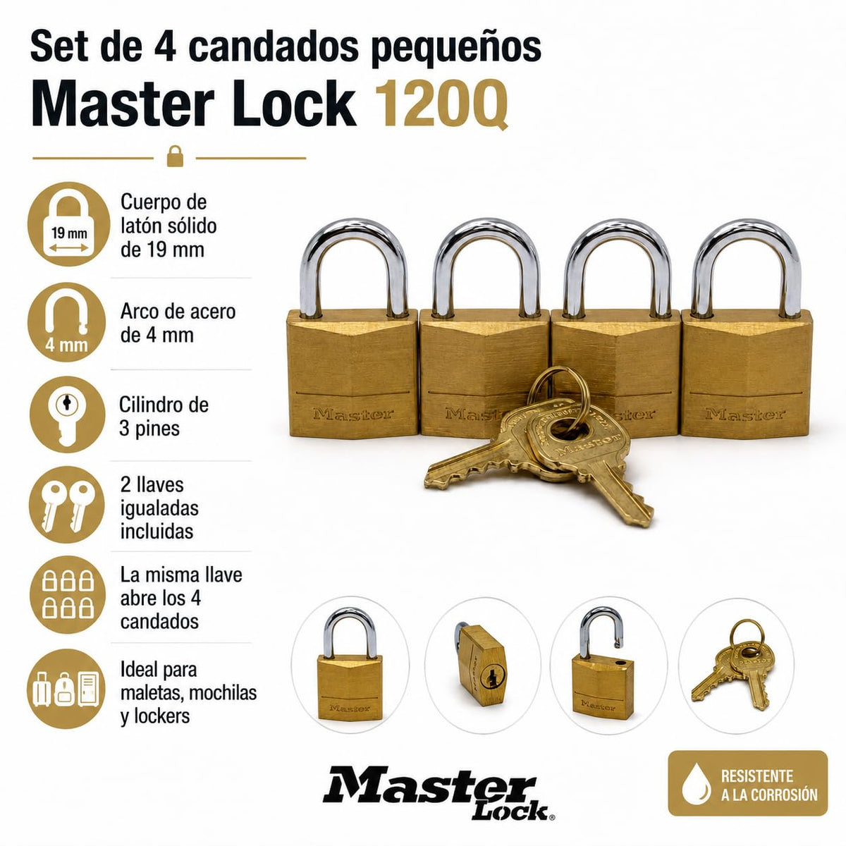 Solid Brass Padlock, 3/4 in. Wide K368