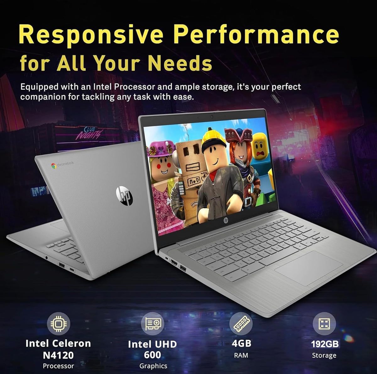 14" HD Chromebook, Quad-Core Celeron, 4GB RAM, 192GB Storage A291057