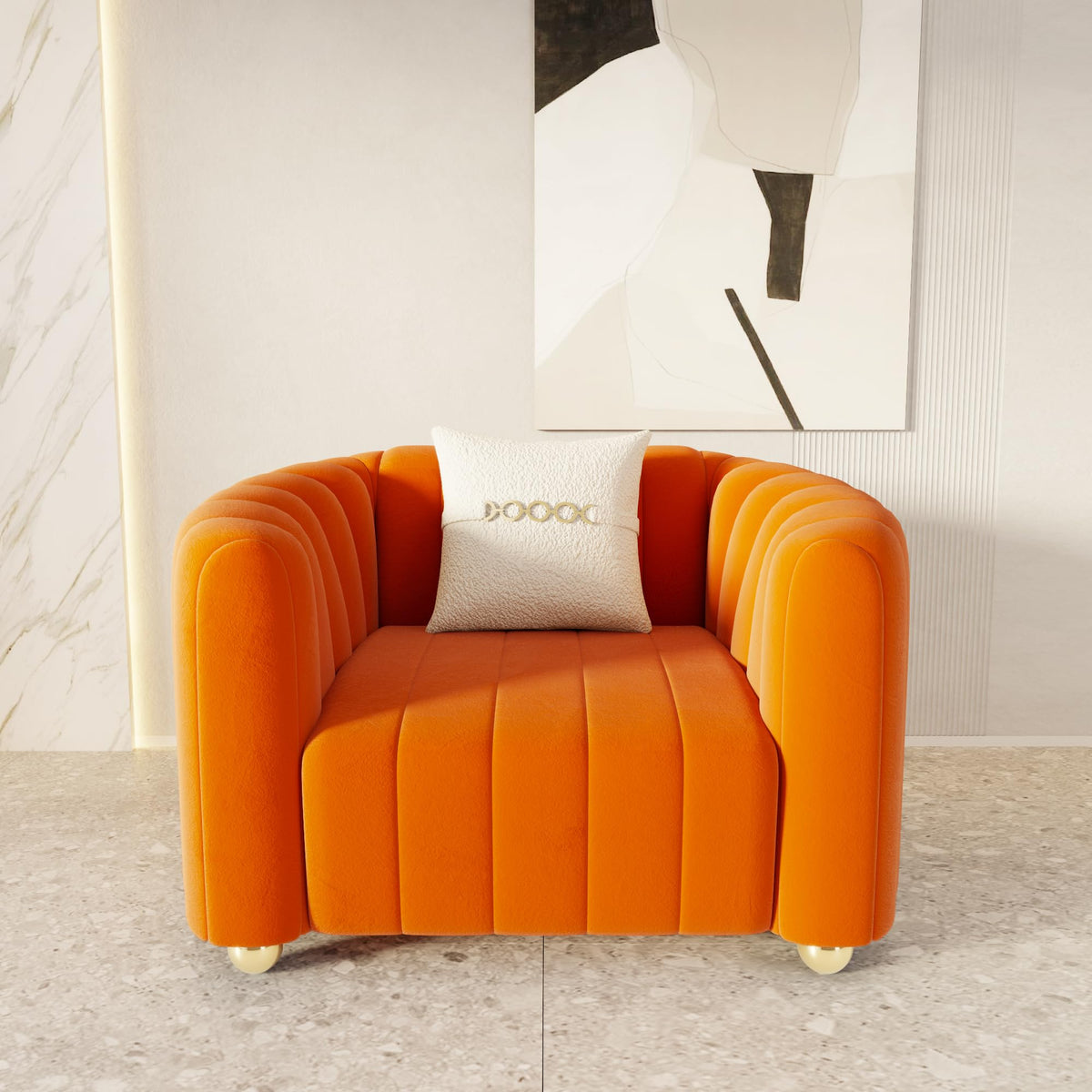 42" Velvet Sofa Chair with Gold Metal Legs C6401