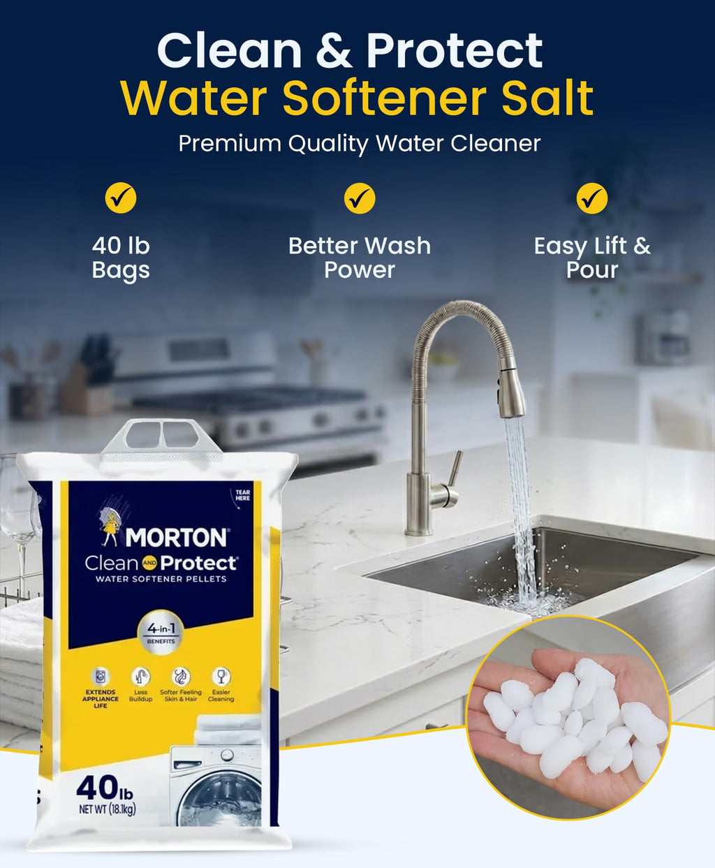 Water Softener Salt Pellets 40 lb 4 Pack M891098