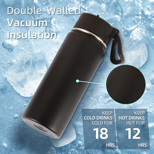 18oz Insulated Stainless Steel Kids Water Bottle with Straw Lid M11397