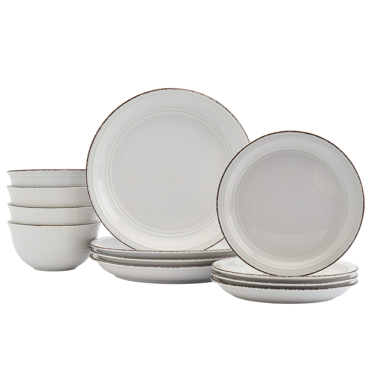 White 12 Piece Stoneware Dinnerware Set U20063